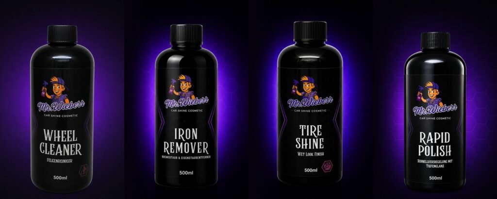 Mr.Wieberr Felgen-Set: Wheel Cleaner, Iron Remover, Tire Shine, Rapid Polish